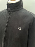 zip  Winter Jacket  Winter Coat  wide fit  vintage  Urban Village Vintage  urban village  retro  Mens Mac  Mens jacket  mens coat  mens  M  long sleeve  long length coat  long coat  Jacket  Fred Perry  embroidered logo  Embroidered  button down  Black Jacket  black