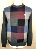 Fred Perry 100% Lambs Wool Patterned Jumper - Size L