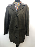 1960s Suede Coat in Olive Green by Paul Blanche - Size 12