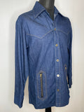 western  vintage  usa  Urban Village Vintage  urban village  shirt  shacket  rappers  press stud  mens  medium  m  denim style  denim shirt  denim  button fastening  blue  70s  1970s