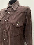 Wrangler Authentics  Wrangler  womens  vintage  Urban Village Vintage  urban village  press stud fastening  pockets  mens  long sleeve  corduroy  corded  cord  collar  chest pockets  button down  brown  70s  1970s  16