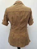 womens  vintage  Urban Village Vintage  urban village  short sleeved  short sleeve  Shirt  safari style  safari  retro  pockets  corduroy  corded  cord  collar  chest pockets  camel  button fastening  button down  button  brown  big collar  70s  1970s  10