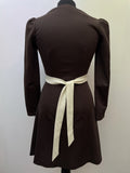 womens  waist belt  vintage  sailor dress  sailor collar  sailor  retro  midi dress  midi  long sleeve  jon adam  high neck  dress  dark brown  button up  button detailing  button  brown  Belted waist  belted dress  belted  belt detail  belt  8  70s  1970s