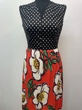 1970s Patterned Sleeveless Maxi Dress - Size 10