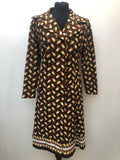 womens  vintage  Urban Village Vintage  square print  midi dress  midi  long sleeved  Elegant Lady  dress  collar  brown  70s  70  1970s  16