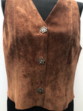 womens jacket  womens coat  womens  waistcoat  vintage  vest  Urban Village Vintage  summer  Suede Jacket  Suede  press stud fastening  Jacket  floral  decorative buttons  brown  70  60s  1970s  1960s  10