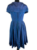womens  vintage  Urban Village Vintage  urban village  UK  true vintage  the linzi line  summer  style  square print  square neckline  square neck  pleated  pin up  party season  party dress  party  ladies  fitted waist  fashion  dress  clothing  clothes  christmassy  christmas  cape collar  blue  birmingham  50s  1950s  10