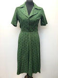 womens  vintage  Urban Village Vintage  long sleeve  leaf print  Green  Fitted  dress  detailing  collar dress  collar  cocktail  Argyle pattern  50s  19650s  10