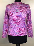 1960s Floral Print Knit Top - Size UK 12