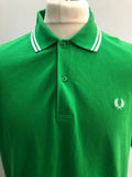 xl  white stripes  vintage  Stripes  polo top  polo  MOD  Mens Shirts  mens  Green  Fred Perry