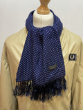 1960s Blue and White Polka Dot Mod Scarf by Tootal - One Size