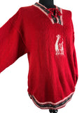 wool  womens  winter jumper  winter  vintage  v neck  Urban Village Vintage  urban village  tie neck  sweater  retro  red  pullover  patterned  pattern  made in Peru  long sleeves  Long sleeved top  long sleeve  knitwear  knitted  knit  jumper  festive  ethnic pattern  christmas jumper  christmas  boho  bohemian  Arte Inca Alpaca  alpaca wool  alpaca pattern  Alpaca  70s  1970s  14