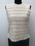 womens  vintage  Urban Village Vintage  top  sleeveless  lace front  cream  blouse  60s  1960s