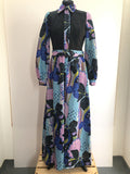 womens  vintage  Urban Village Vintage  purple  psychedelic  psych  print dress  multi  long sleeves  dresses  dress  black  balloon sleeves  60s  60  1960s  10