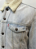 Winter Jacket  Winter Coat  vintage  Sherpa  Navy  mens  M  logo  Light Blue  levis  levi strauss  jean  Jacket  indigo  Denim jacket  denim  collar  blue