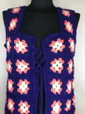 womens  vintage  Urban Village Vintage  urban village  tunic top  top  multi  MOD  knit  floral  blue  60s  1960s  12