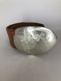 Woven  vintage  Urban Village Vintage  urban village  One Size  mens  leather trim  Leather  hand of hamsa  brown  belted  belt  accesories  70s  1970s