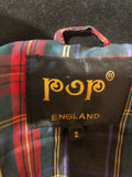 Wool blend  womens  vintage  point collar  mens  faux Leather  check lining  black  70s  1970s  14
