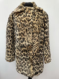 60s Beaver Lamb Leopard Print Coat - Size 12-14