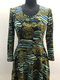 zip back  womens  winter  vintage  Urban Village Vintage  sleeves  print dress  print  multi  maxi dress  long sleeve  green  dress  blue  autumnal  autumn  70s  1970s  10