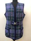 Wool Blend  wool  womens  Welsh Woollens  welsh wool  waistcoat  vintage  vest  Urban Village Vintage  urban village  tunic  tapestry  sleevless  retro  pure wool  blue  60s  1960s  14  100% Wool