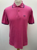 vintage  Urban Village Vintage  urban village  tipped  stripey  Stripes  striped  stripe  sportswear  sports polo  sports  retro  purple  polo top  polo  pink  MOD  mens  M  Fred Perry  Cotton  collared  collar  button