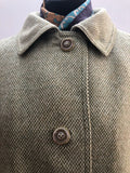 womens  winter coat  vintage  Urban Village Vintage  urban village  long sleeve  Jacket  Green  fabric button  collar  coat  button down  button  big button  Aquascutum  60s  1960s  16