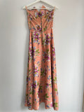 zip  womens  vintage  Urban Village Vintage  urban village  summer dress  strapless  pink  petite  maxi dress  flowers  floral print  floral dress  floral  dress  50s  4  1950s