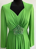 womens  vintage  Urban Village Vintage  urban village  studio 54  party dress  party  new year  maxi dress  long length dress  green  glittery  glitter  dress  disco dress  disco  deadstock  christmas  70s  1970s  10