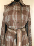 wool  womens  wetherall  waistcoat  vintage  S  MOD  gingham  cape  brown  blue  60s  1960s