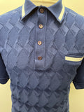vintage  Urban Village Vintage  urban village  short sleeved  short sleeve  polo top  polo shirt  polo  pockets  pocket detail  patterned  pattern  MOD  midi  mens  Lightweight Knit  light knitwear  light knit  knitwear  knitted  knit  front pockets  electric blue  elasticated  diamond pattern  collared  collar  chest pockets  button front  button  blue  60s  1960s