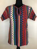 1970s Patterned Knit Tunic Top by Bananas - Size UK 10