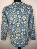 Vintage Icelandic Knitted Winter Jumper in Blue and White - Size UK 12