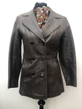 1970s Leather Double Breasted Jacket in Brown - Size 8