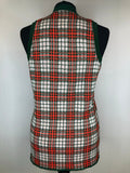 womens  waistcoat  vintage  Vest  tunic top  tunic  top  Tank Top  red  knitwear  knitted  Kintwear  green  courtelle  check  button front  70s  1970s  10