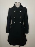 womens  vintage  MOD  military jacket  military  Mark Russell  made in england  fitted waist  fitted  fit and flare  double breasted coat  double breasted  black  70s  70  6  1970s