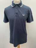 Vintage Classic Fred Perry Polo in Blue and White - Size M