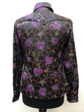 womens shirt  womens  vintage  Urban Village Vintage  urban village  Shirt  printed shirt  patterned  patterened  multi  long sleeve  hippy  floral shirt  floral print  floral  dagger collar  collar  blouse  black  big collar  70s  1970s  10