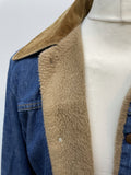 wrangler  vintage  Urban Village Vintage  urban village  press stud fastening  pockets  mens  logo  L  jean  Jacket  indigo  fleece lined  denim  corduroy  corded  cord  blue  70s  70  1970s
