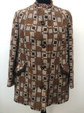 Vintage 1960s Holden Fashions Tailored Coat with Square Pattern in Brown - Size UK 16