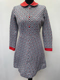 zip  white  vintage  Urban Village Vintage  urban village  stripey  Stripes  striped dress  striped  stripe print  polyester  dresses  dress  decorative buttons  collared dress  collar dress  blue  back zip  60s  1960s  12