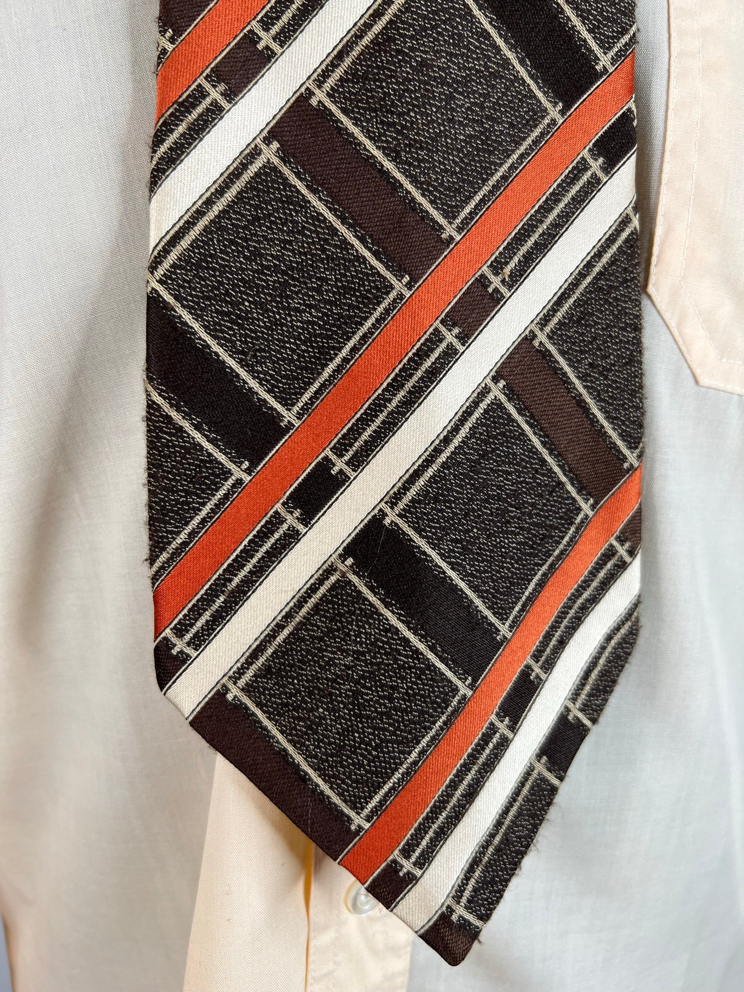 vintage  Urban Village Vintage  urban village  UK  tie  summer  style  psychedelic  psych  One Size  mens accessories  mens  fashion  Europa  clothing  clothes  checked  check  brown  birmingham  70s  1970s