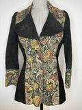 Vintage 1960s Suede and Tapestry Jacket in Black - Size UK 10