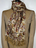 Vintage 1960s Paisley Print Scarf in Brown and Burgundy by Sammy - One Size