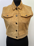 1970s Cropped Suede Cut Off Jacket - Size 10-12
