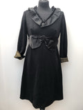 Blanes 1950s / 1960s Mini Dress in Black with Bow Detail - Size 12