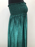 8  zip  womens  vintage  Urban Village Vintage  urban village  St Michael  leaf print  Green  evening dress  dress  bandeau dress  back zip  70s  1970
