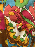 womens  waist detail  vintage  Urban Village Vintage  urban village  Skirts  skirt  retro  printed  print  pleated front  pink  multicoloured  multi  Mini Skirt  floral print  decorative pockets  brown  blue  8  60s style  60s  60  1960s  1960