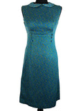 Vintage 1960s Lurex Penny Collar Mod Dress in Blue - UK 10