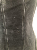 zip front  womens  vintage  Urban Village Vintage  urban village  suede  stitch detailing  stitch detail  long waistcoat  button front  black  8  60s  1960s